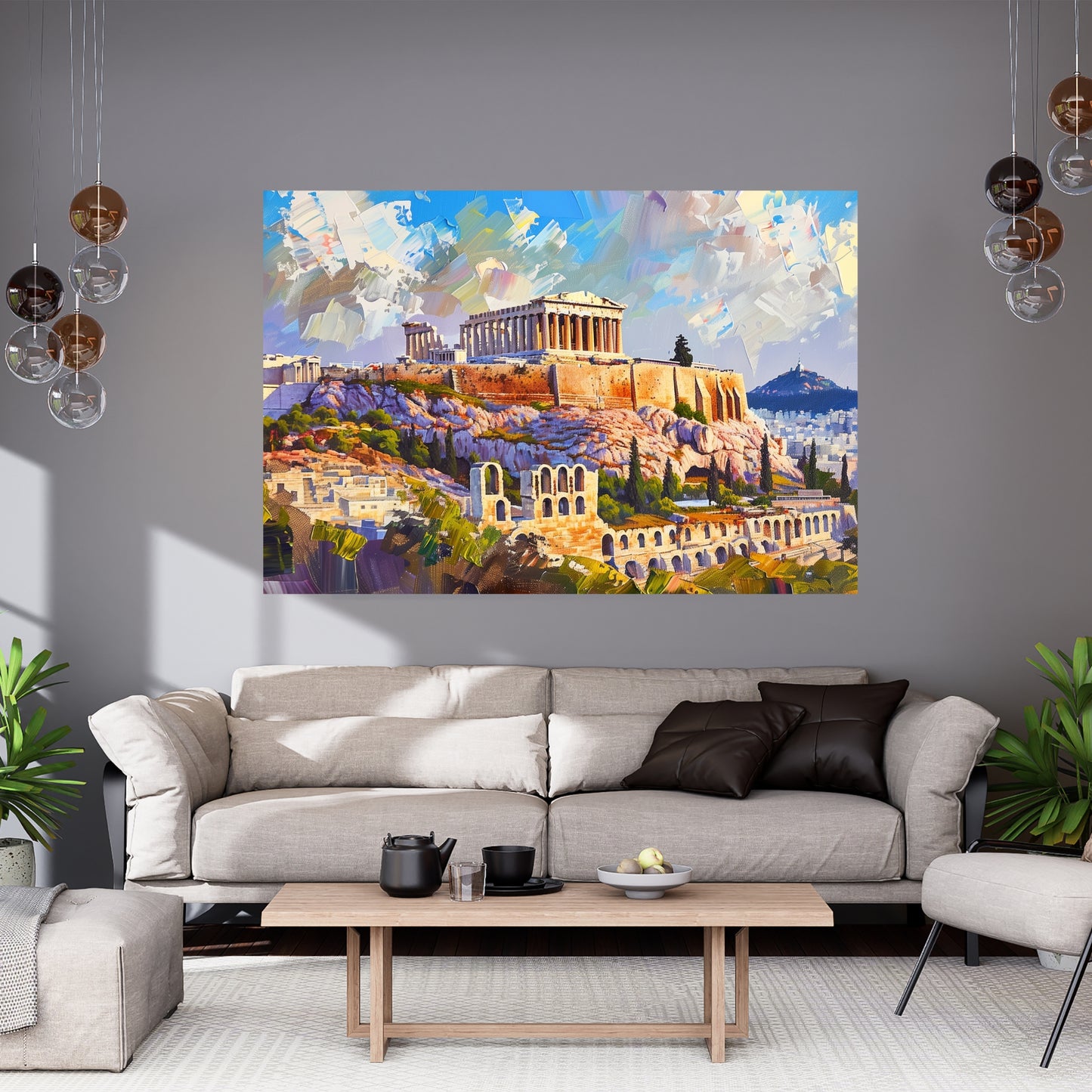 The Acropolis of Athens Canvas Wall Art – Vibrant Oil Painting with Rich Brushstrokes Greek History