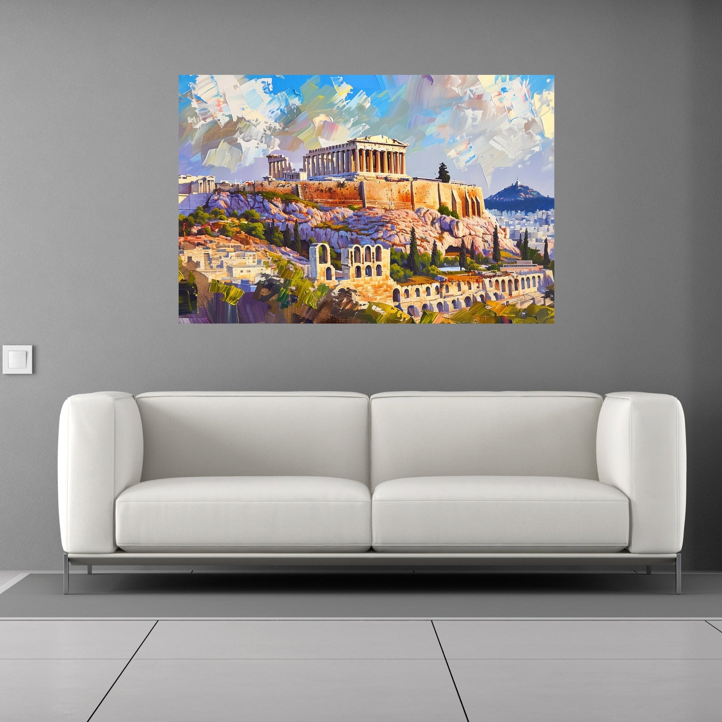 The Acropolis of Athens Canvas Wall Art – Vibrant Oil Painting with Rich Brushstrokes Greek History