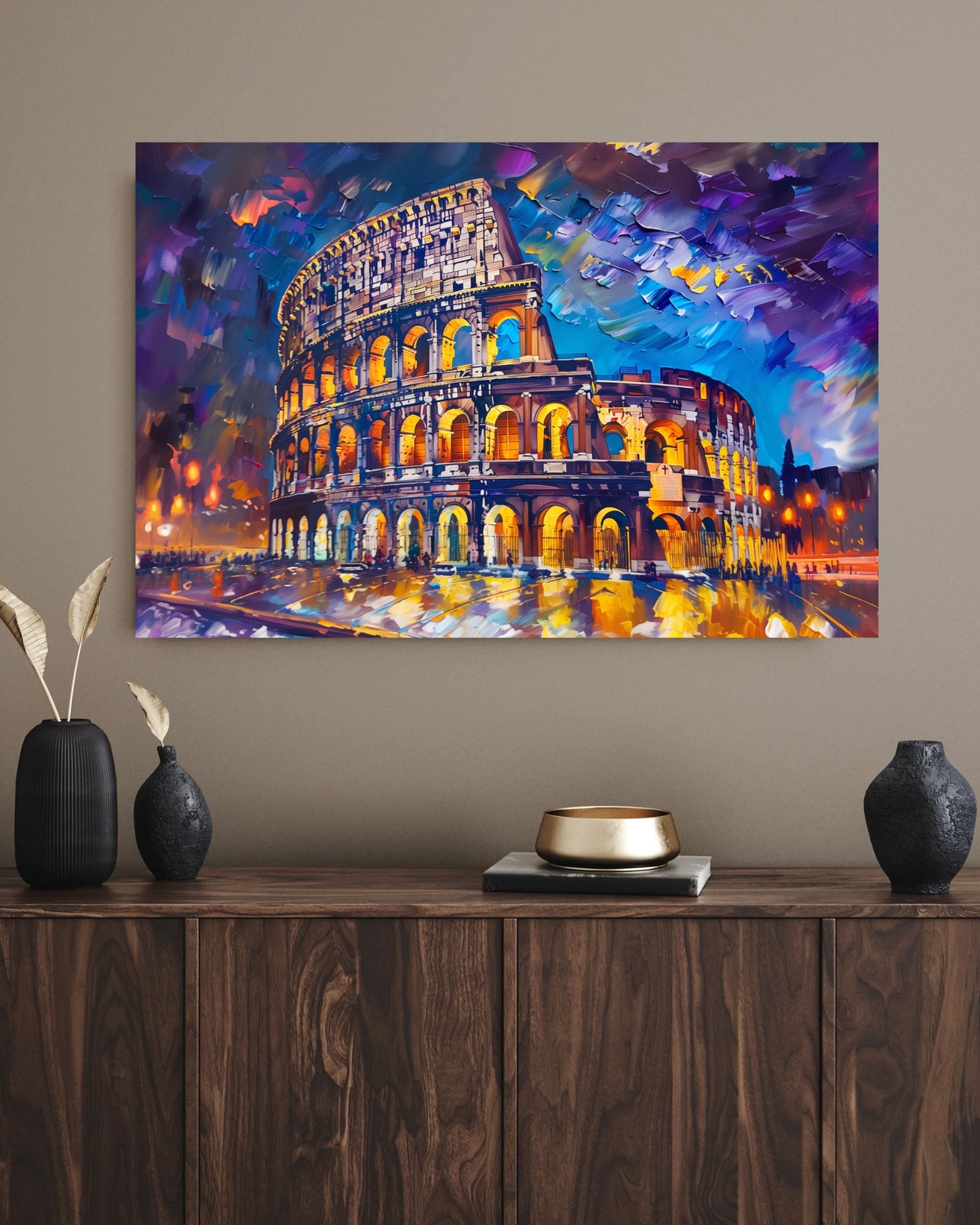 Colosseum in Rome Oil Painting – Vibrant Brushstrokes, Timeless Grandeur, Iconic Landmark Art on Canvas