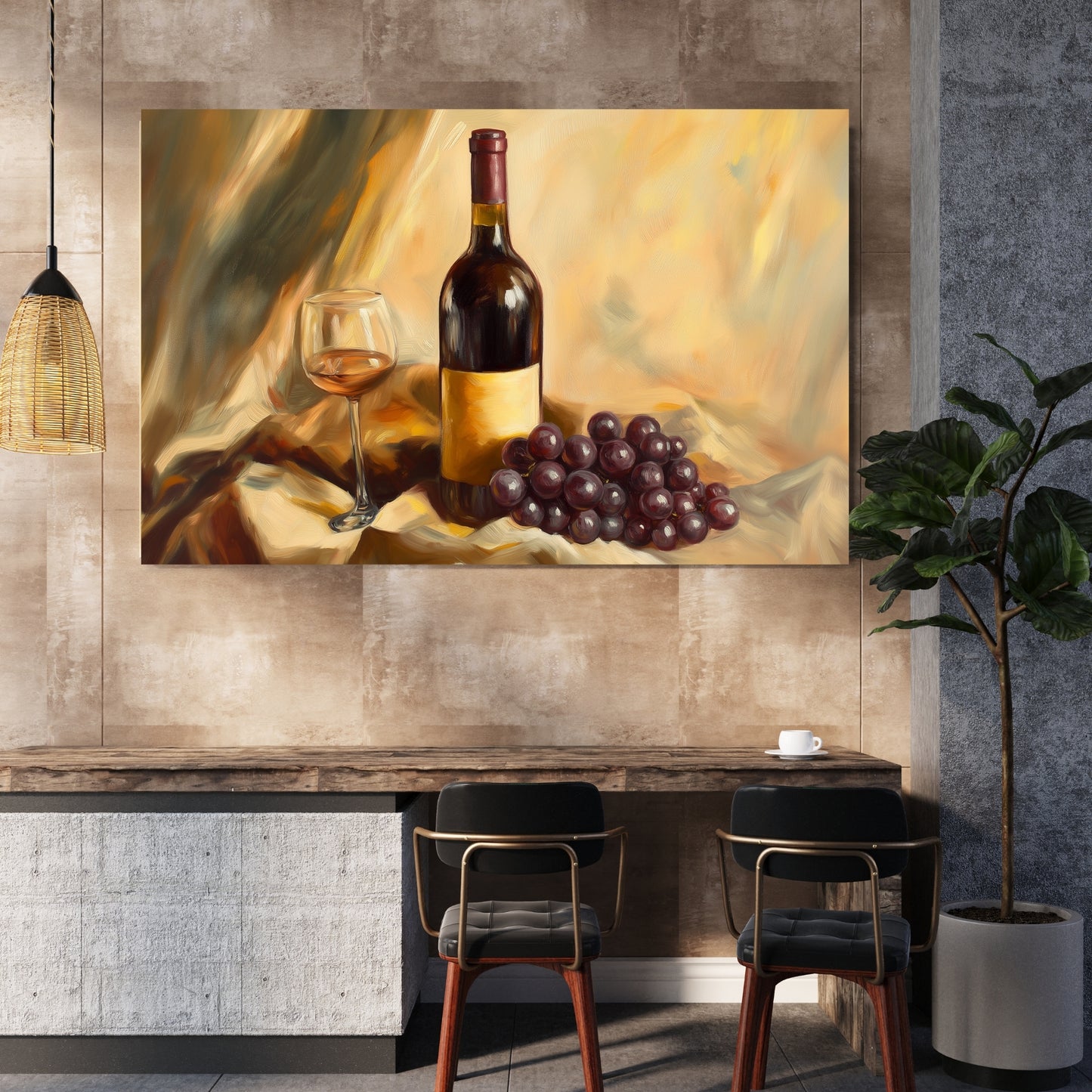 Golden Age Wine & Grapes Still Life – Dutch-Inspired Oil Painting Canvas with Rich Glazing & Elegant Texture