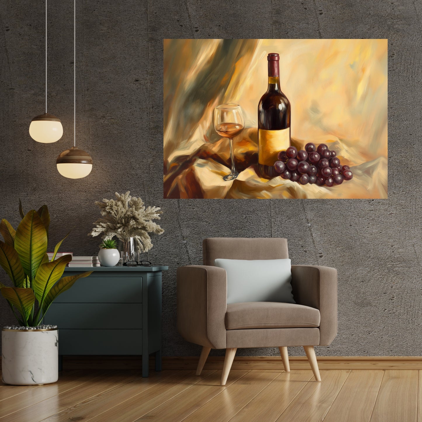Golden Age Wine & Grapes Still Life – Dutch-Inspired Oil Painting Canvas with Rich Glazing & Elegant Texture