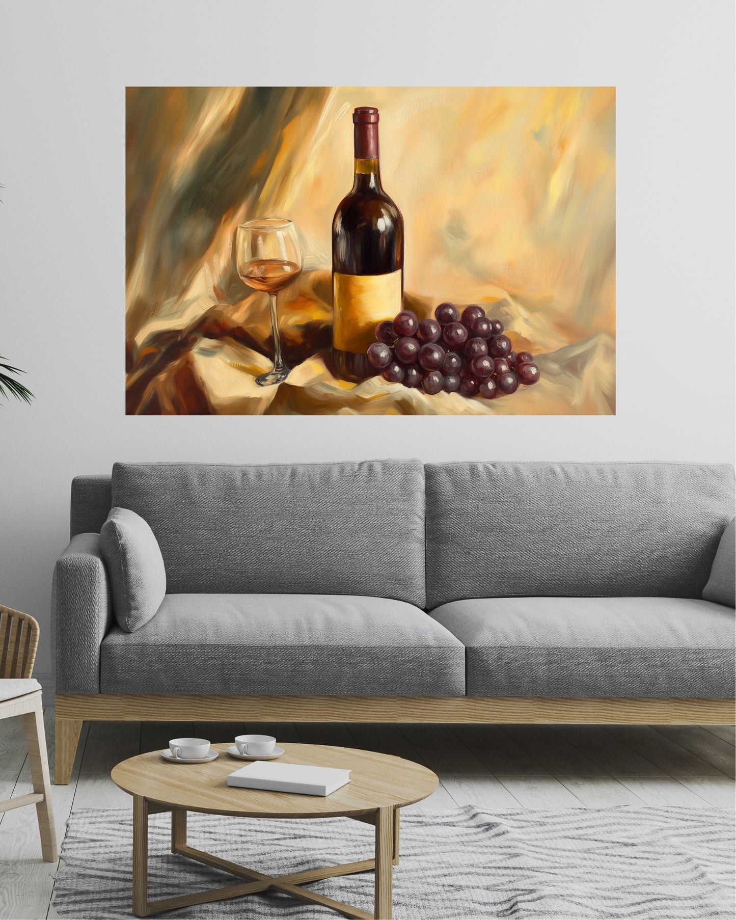 Golden Age Wine & Grapes Still Life – Dutch-Inspired Oil Painting Canvas with Rich Glazing & Elegant Texture