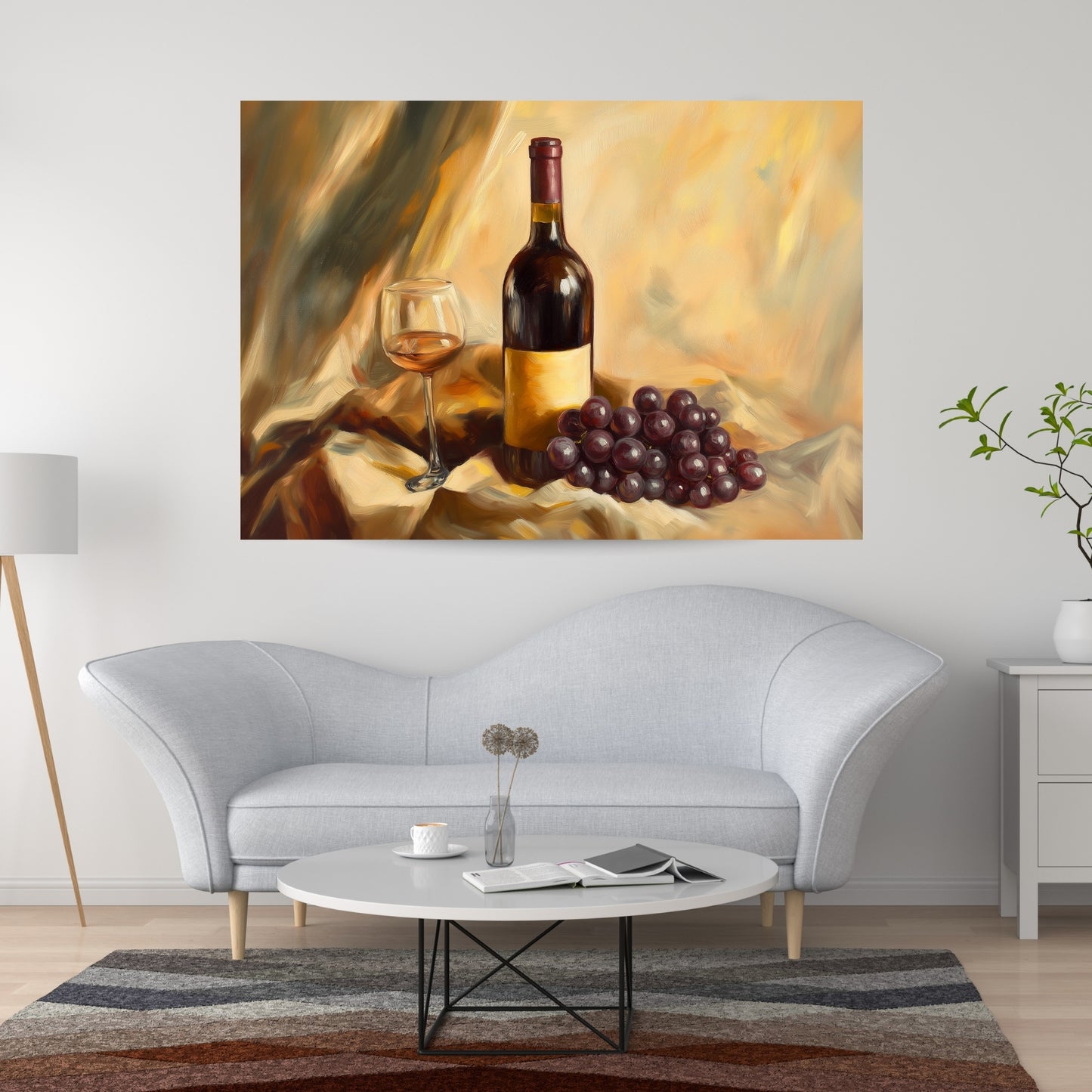 Golden Age Wine & Grapes Still Life – Dutch-Inspired Oil Painting Canvas with Rich Glazing & Elegant Texture
