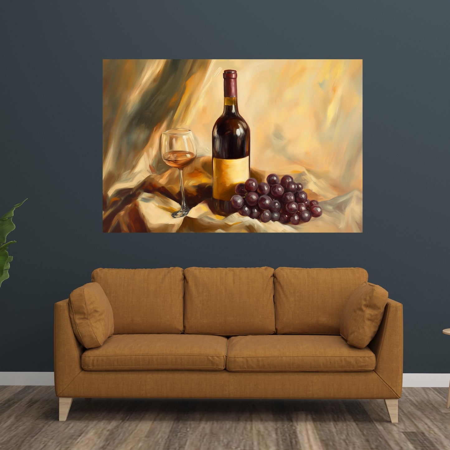 Golden Age Wine & Grapes Still Life – Dutch-Inspired Oil Painting Canvas with Rich Glazing & Elegant Texture