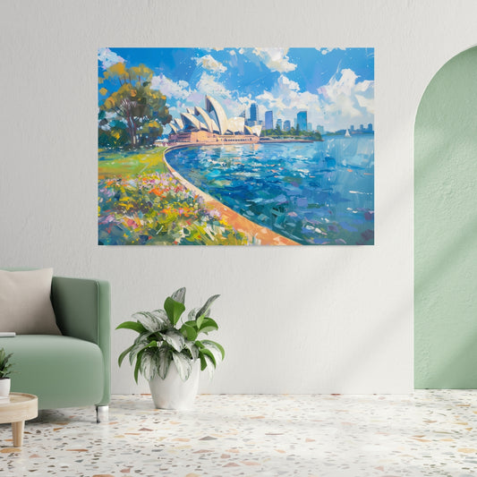 Canvas Wall Art of The Sydney Opera House Oil Painting – Vibrant Sydney Landmark