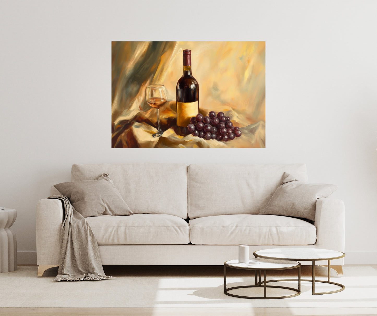 Golden Age Wine & Grapes Still Life – Dutch-Inspired Oil Painting Canvas with Rich Glazing & Elegant Texture